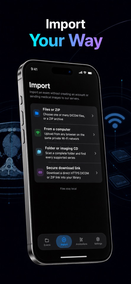DICOM import options in DICOM Studio